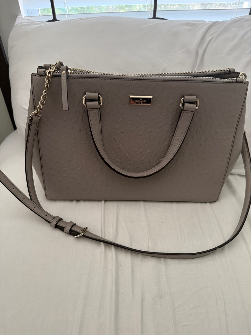Kate Spade Taupe Structured Tote Handbag with Removable Strap